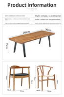 Bureau et chaise en bois massif pour quatre personnes de style nordique Studio Combinaison Table de travail minimaliste pour la maison