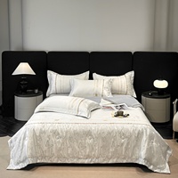 Parure de lit de luxe rafraîchissante en polyester, motif animalier, 4 pièces, housse de couette matelassée lavée, jacquard papillon, couette d'été douce