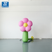 Modèle de fleur rose gonflable personnalisé, décoration florale gonflable pour événements extérieurs, fêtes, sites touristiques et marchés