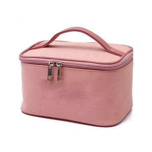 Sac de rangement portable rose en toile, nouvelle mode, fabriqué en usine BSCI, sac de maquillage, trousse de toilette, sac de soin de la peau, design coréen. - Product Image 5