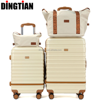 Nouvelle Arrivée Ensemble de Valises Rigides Imperméables en ABS Personnalisables pour Voyages d'Affaires Style Vintage Beige