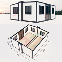 Boîte pliante à double aile Maison mobile 2 chambres Bureau 20ft 40ft Maison conteneur extensible pliable