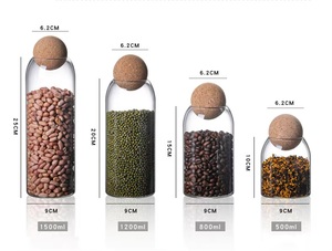 Wholesale Hot Sale 500ml 800ml 1100ml Transparent Borosilicate Food Spice <b>Storage</b> Bottles Glass Jar With Cork Ball Stopper - Product Image 5