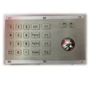 IP65 Waterproof 22 keys Mounted Small Metal Kiosk Keypad With trackball or touchpad