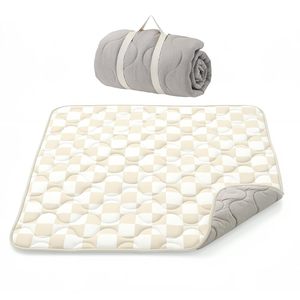 Alfombra de Juego para Bebés Momcozy, 50x50 Pulgadas, Diseño a Cuadros Color Caqui, Gruesa, Antideslizante e Impermeable, para el Tiempo Boca Abajo - Product Image 1