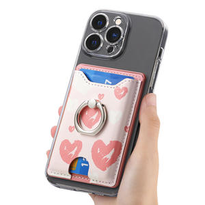 Étui pour cartes de visite à fermeture éclair avec anneau coloré, en PU, accessoires pour téléphone portable - Product Image 1