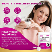 Complément de collagène en marque privée OEM, poudre de peptides de collagène avec acide hyaluronique, compléments de collagène pour femmes