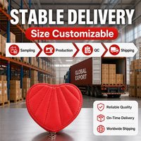 Dompet Koin Kulit PU Bentuk Hati Merah Mewah Mini Kecil dengan Resleting untuk Wanita, Gantungan Kunci Lucu, Kantong Uang Receh Grosir B2B