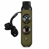Sifflet de survie 7 en 1 avec boussole, thermomètre, lampe torche LED, loupe, compartiment de rangement pour la randonnée en plein air, le camping