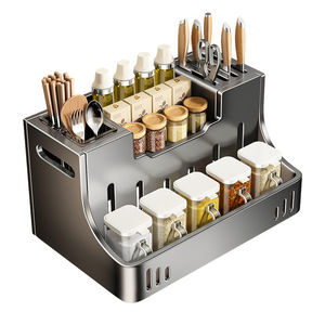 Kitchen Condiment Rack Countertop <b>Drawer</b> Style Multifunctional Knife Chopstick Spoon Holder Storage Organizer - Product Image 5