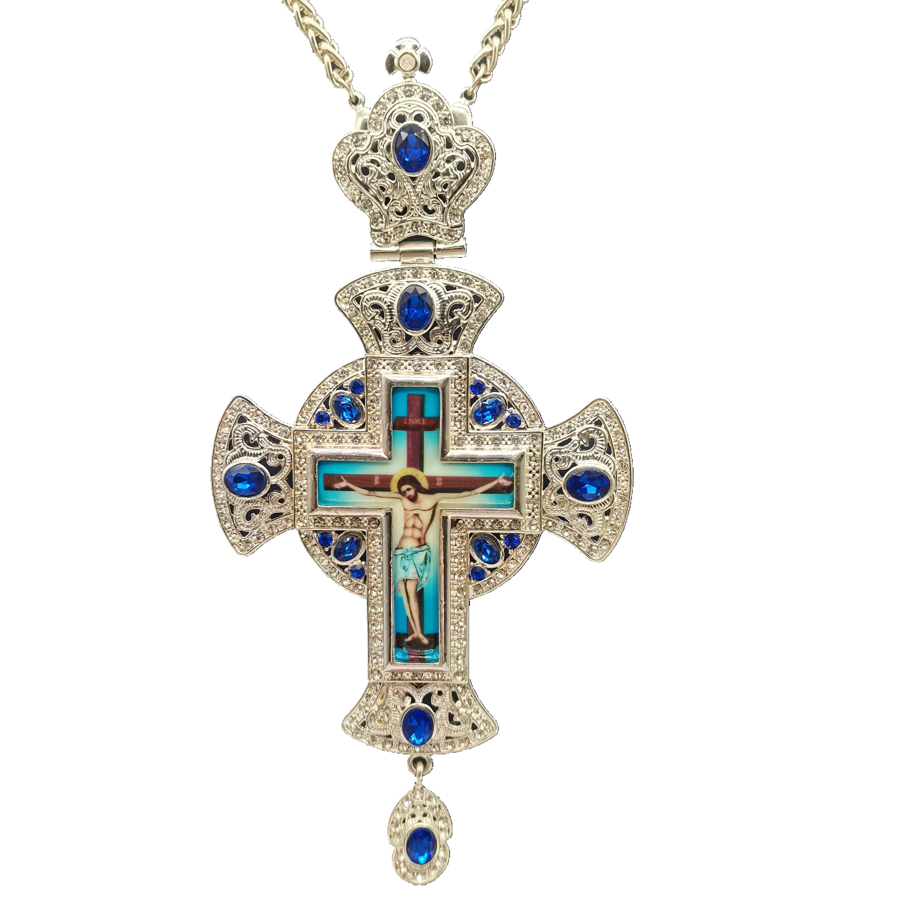 Promotion de prière de L'église du D'art Populaire Grec Produits Alliage Saint Chrétien Orthodoxe Argent Croix Pectorale pour Prêtre