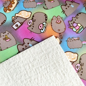 Shaoxing Fabrik Großhandel Maßgefertigtes Logo Designer PU Grauer Katzen-Cartoon Bedruckter Vinyl-Stoff für Stuhl-Möbel Wasserdicht - Product Image 5