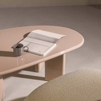 Table basse en MDF style crème nordique, irrégulière, haute brillance, facile à nettoyer, coins arrondis sécurisés, idéale pour les salons et les bureaux
