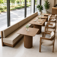 Ensemble de tables et fauteuils de restaurant commercial, table de salle à manger en pierre de roche, table de café de qualité supérieure, personnalisable.