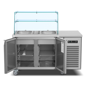 <span class=keywords><strong>Table</strong></span> de préparation réfrigérée en acier inoxydable pour salades, avec vitrine de comptoir et réfrigérateur intégré, pour bar à salades - Fournisseur OEM - Product Image 4