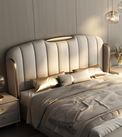 Cama de Lujo Minimalista de Piel Italiana para Dormitorio Principal Cama de Matrimonio de Alta Gama Venta al Por Mayor de Camas Tapizadas para Hotel