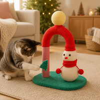 Griffoir Chat Noël Corde Sisal Bonhomme Neige Jouet Ressort Velours Style Mignon Hiver Chats Moyens Installation Facile