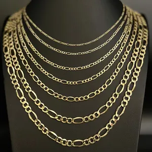 Au585 14K Yellow Gold Figaro Chain Necklace Gold Chain Design For Men