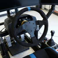 Volant de voiture sport en daim à trois branches OEM/ODM 330 mm Impression de logo gratuite Volant de conduite de simulation