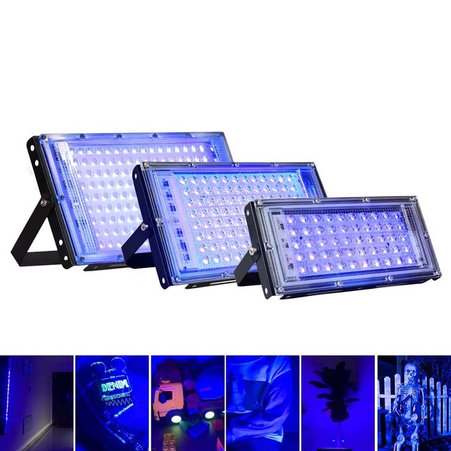 50W 100W 200W 300W 400W UV FloodLight 395nm for Glow Party 110V 220V Waterproof Ultraviolet Blacklight Spotlight Purple Lamp