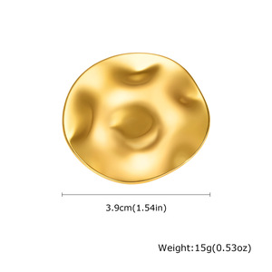 Broche mode simple or pour femme en acier inoxydable modèle rond irrégulier lisse - Product Image 6