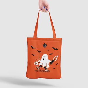 DLBZ - Bolsa de Compras de Algodón Personalizada de Halloween, Reutilizable, Duradera, Portátil, Ecológica, con Cuerda de Dos Lados, Estilo Nuevo - Product Image 3