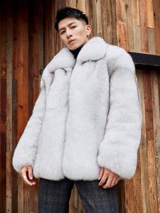 חדש מגיע קאסקו דה פלה דה רופוזה צבע אחיד צווארון כפול שכבות חורף הלבשה עליונה פלאפית גברים מעיל פרווה ארוך - Product Image 6