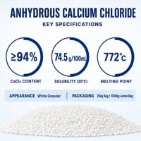 Chlorure de calcium anhydre en poudre, haute pureté, qualité industrielle, produit chimique