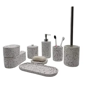 8PCS Black Spot Terrazzo-Effekt Beton Haushalts waren Zubehör Badezimmer Hotel Set