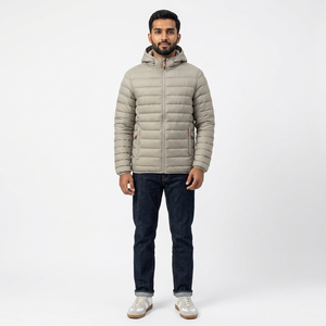 <b>Warm</b> Quilted Bomber <b>Jacket</b> with Full Zip Casual Winter Coat for <b>Men</b> Windproof and Insulated Puffer Outwear Letter Pattern - Product Image 1