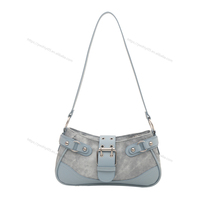 Sac bandoulière Y2K en jean patchwork pour femme, sac à main en cuir PU avec boucle métallique