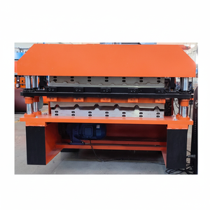 เครื่องรีดรูปสี่เหลี่ยมคางหมูสองชั้นเครื่องขึ้นรูปม้วนหลังคาและผนังเหล็กสี - Product Image 1