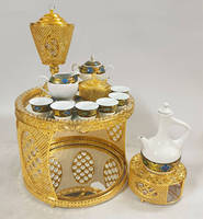 Ensemble de table basse ronde en métal éthiopien avec tasses et soucoupes, collection 2026, offre spéciale