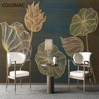 Taille personnalisée dessin au trait 3D en relief Lotus fleurs motif papier peint pour chambre salon Photo mur Non-tissé papier mural