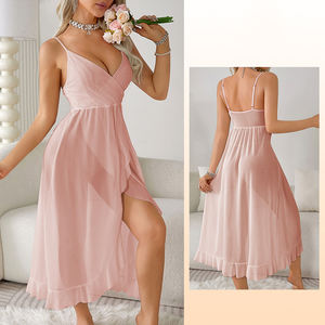 เดรสสายเดี่ยวแขนกุดเปิดหลังคอวีเซ็กซี่สำหรับผู้หญิงหลายสีชุดเดรสใส่เที่ยวกลางคืนขี้เกียจผ่อนคลายเวลาหยุดทำงาน - Product Image 2