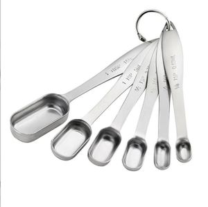 square Stainless Steel <b>Measuring</b> Cup <b>Measuring</b> <b>Spoon</b> 6-Piece Set Seasoning <b>Spoon</b> Baking <b>Measuring</b> Seasoning <b>Spoon</b> with Scale - Product Image 1