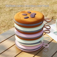 Bol pliable en silicone pour animaux de compagnie, pliable, portable, pour chien et chat, pour nourriture et eau, pour les voyages en plein air, anti-fuite, design de dessin animé, vente en gros