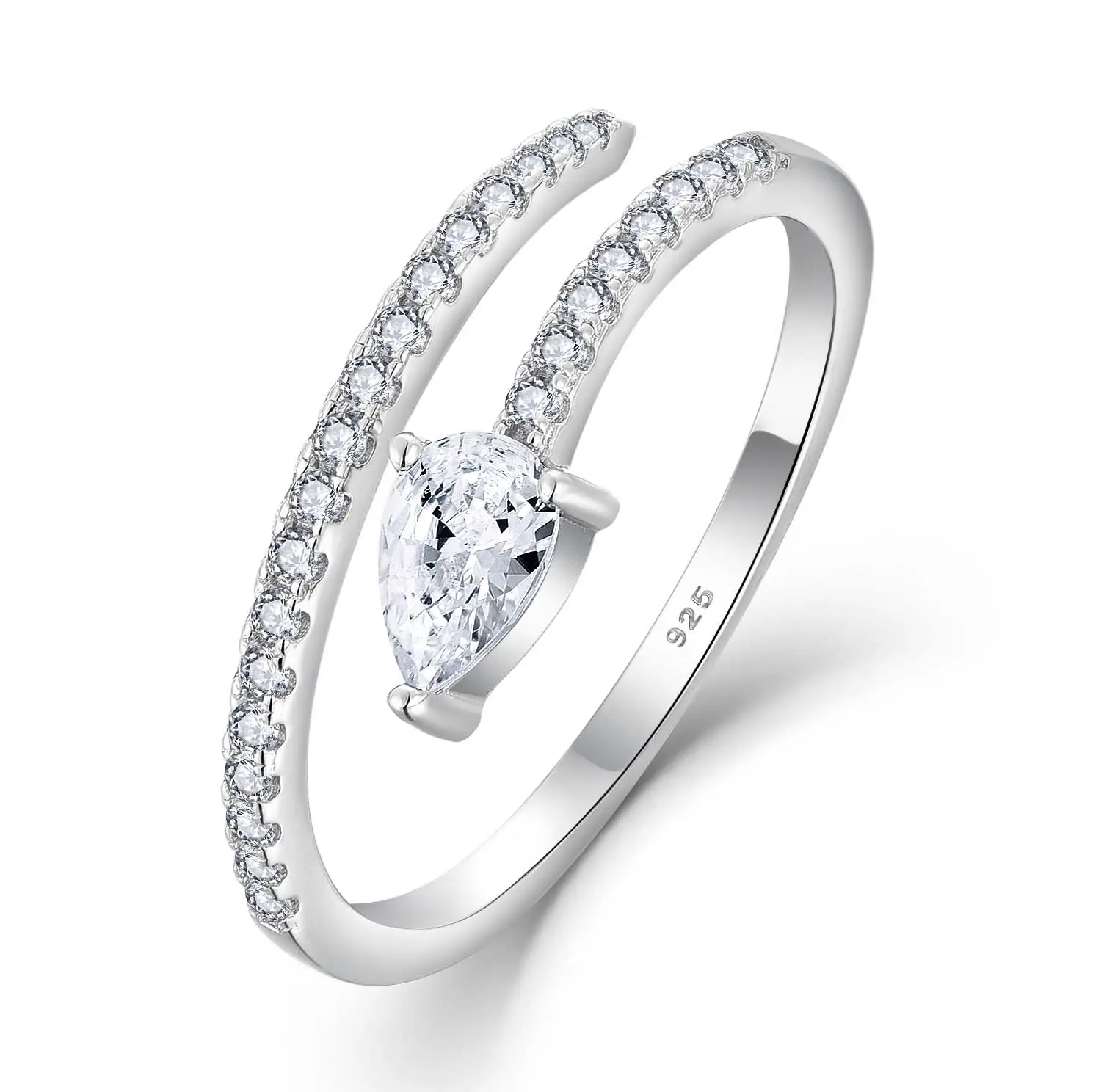 QX Custom OEM Fine Jewelry 925 Sterling Silver Engagement Cubic Zirconia Women Couple Wedding Rings For Luxury Girlfriend Gift