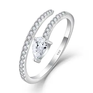 QX personnalisé OEM bijoux fins 925 en argent Sterling fiançailles zircon cubique femmes Couple anneaux de mariage pour cadeau de petite amie de luxe