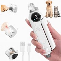 Pemotong Kuku Hewan Peliharaan Elektrik 2-in-1 Senyap dengan Lampu untuk Anjing dan Kucing, Penggiling Kuku Senyap dengan Lampu LED, Pemotong dan Penggiling Kuku