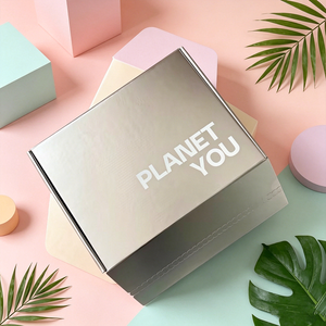 Custom Printed Flip Top Cardboard Gift <b>Box</b> <b>Silver</b> Metallic Cosmetic Packaging <b>Box</b> for Beauty Products, Skincare Kits & E-commerc - Product Image 5