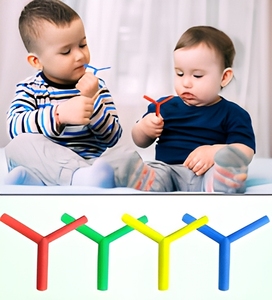 Anneau de dentition en silicone Y Chew pour la thérapie motrice orale, jouet à mordre de qualité alimentaire pour bébés, favorisant le développement de la parole - Product Image 3