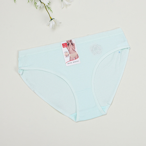 UOKIN calidad sin cintura banda de goma alta estiramiento mujer cintura media alta ropa interior bordada calzoncillos Color sólido mezclado blanco - Product Image 4