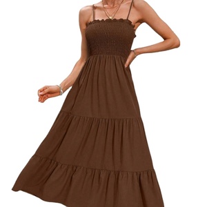 Stile <span class=keywords><strong>Hawaii</strong></span> 100% personalizzato stampato <span class=keywords><strong>Aloha</strong></span> donna Rayon lino cinturino sottile lungo Maxi abito a righe da spiaggia - Product Image 1