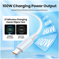 Câble USB 2.0 vers Type-C vert, 6A 100W, charge rapide, cordon de données, matériau PVC, pour Android