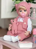 Mehrsprachige Konversationsaufzeichnung 22 Zoll Lebensechte Neugeborenen-Babypuppe Weiche Silikon-Vinyl-Mädchenpuppe Geburtstagsgeschenk Anpassbar
