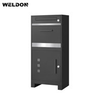 Boîte à colis extérieure sécurisée WELDON en métal moderne, étanche, avec autocollants d'adresse personnalisés, boîte aux lettres autoportante pour usage professionnel