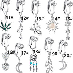 YICAI Plusieurs Styles Papillon Coeur Feuille Charme Clip Sur <span class=keywords><strong>Ventre</strong></span> <span class=keywords><strong>Piercing</strong></span> Ombilical Dangle Non <span class=keywords><strong>Piercing</strong></span> <span class=keywords><strong>Faux</strong></span> <span class=keywords><strong>Ventre</strong></span> Anneau - Product Image 1