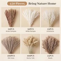 75-450pcs Rumput Pampas Kering Alami untuk Dekorasi Rumah, Pernikahan, Natal, Hari Valentine, Gaya Boho Farmhouse, Pengisi Bunga, Centerpieces