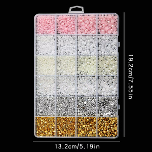 Lot de 24 grilles de faux perles demi-rondes à fond plat, couleurs assorties (blanc, or, argent, <span class=keywords><strong>beige</strong></span>, rose), pour la décoration d'ongles DIY - Product Image 4